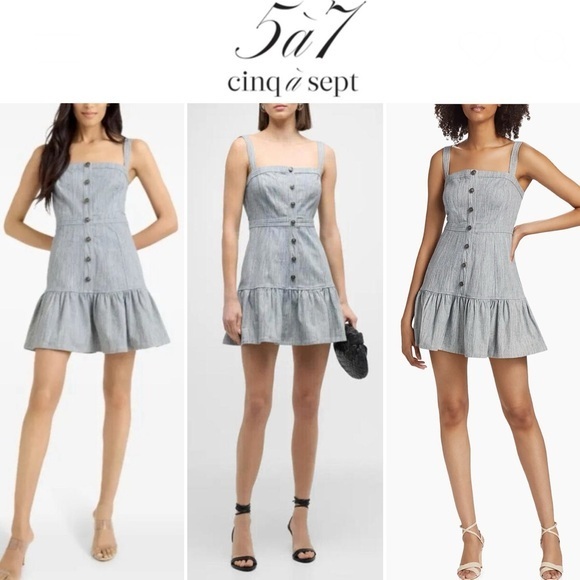 Cinq a Sept Mina Square-Neck Mini Pinafore Dress Sz 4 NWT 395$